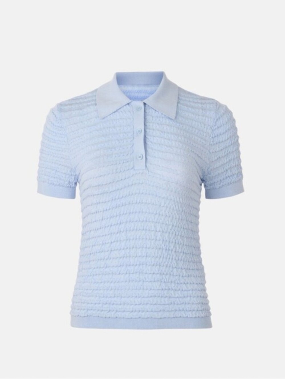 FRAME Smocked Polo Collared Short Sleeves Front Button Size S